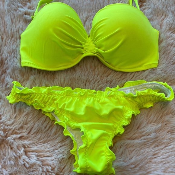 Victoria's Secret Other - Neon yellow bikini Victorias Secret ruched bottom
